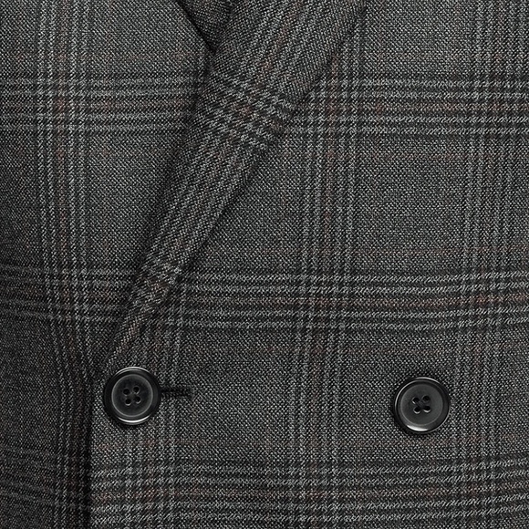 Express Extra Slim Plaid Double Breasted Suit Jacket - Picture 5 of 7